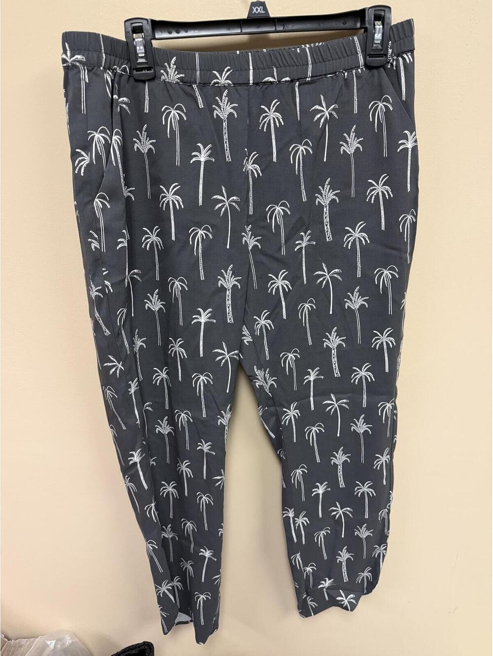 Marine Layer Black Palm Tree Print Pants Large
